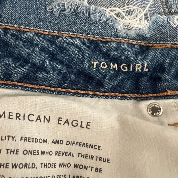 American Eagle Outfitters Ripped Blue Straight Leg Jeans “Tomgirl” - Picture 5 of 6